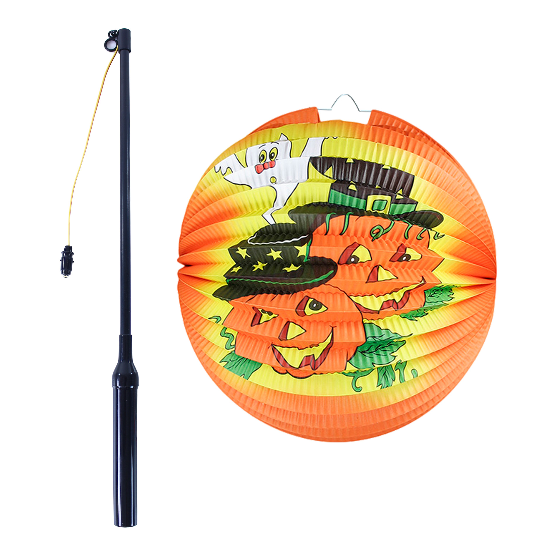 Lampión Halloween veselá dýně 25 cm se svítící hůlkou 40 cm