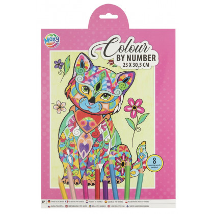 Kreativní set malování podle čísel + 8 pastelek 23x30,5 cm