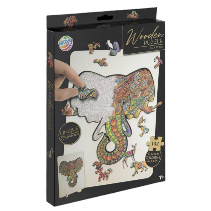 Dřevěné puzzle slon 132 dílků