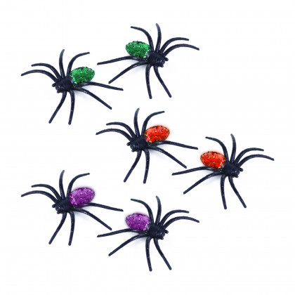 Dekorace pavouci s třpytkami 3 barvy