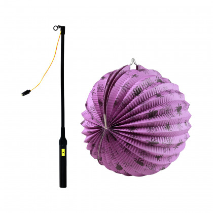 Lampión Halloween pavouci 25 cm se svítící hůlkou 40 cm