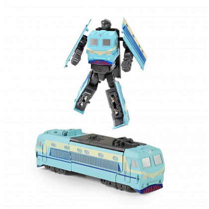 Kovový robot rozložitelný lokomotiva modrá