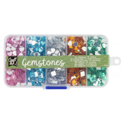 Sada barevných drahokamů v pořadači 55 gramů MIX