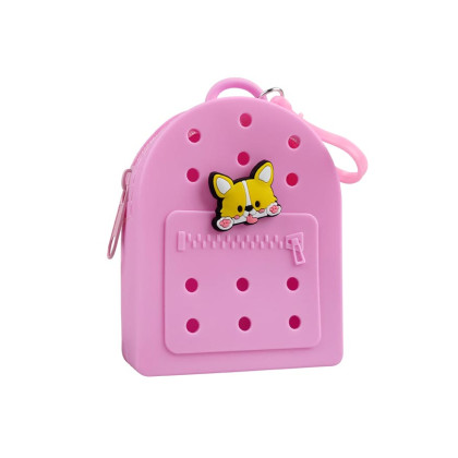 Gifty - Silikonová peněženka růžová a ozdobný pin