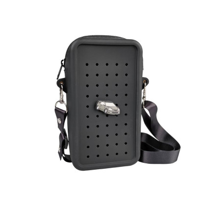 Gifty - Silikonová crossbody taštička černá a ozdobný pin