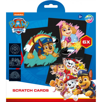 Kreativní set vyškrabávání obrázků Paw Patrol 6 kusů 19,5x19,5 cm + pero
