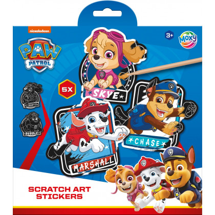 Kreativní set vyškrabávací samolepky Paw Patrol 5 kusů + pero