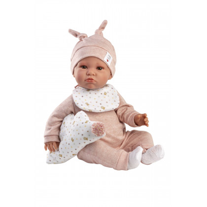Llorens 74508 NEW BORN - realistická panenka miminko se zvuky a látkovým tělem - 45 cm