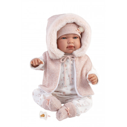 Llorens 84486 NEW BORN - realistická panenka miminko se zvuky a látkovým tělem - 44 cm