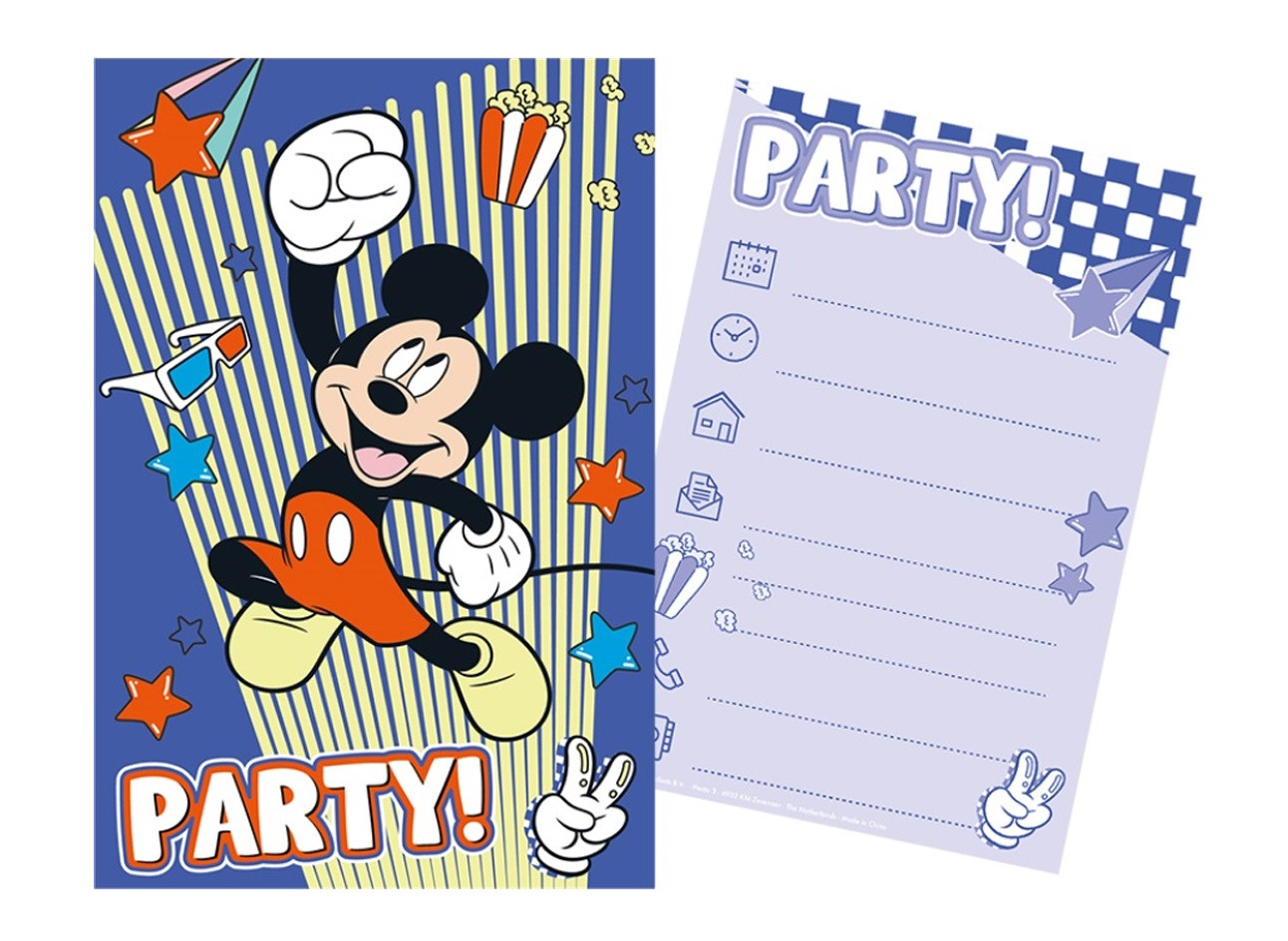 Sada párty 5 pozvánek + 5 obálek Mickey Mouse