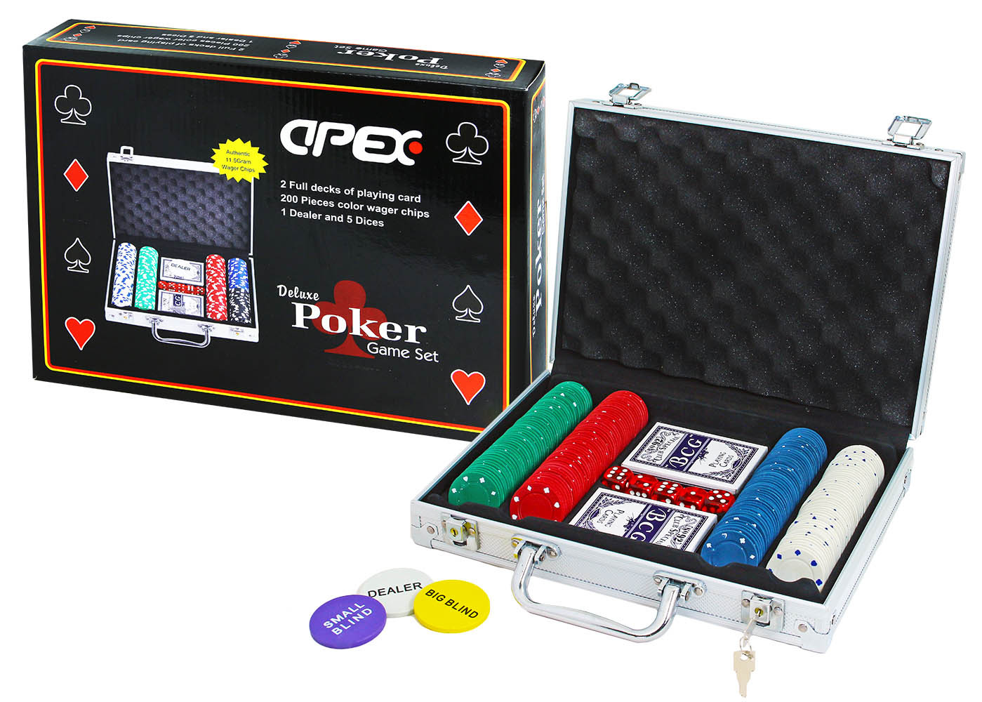 hra Poker deluxe v kufříku 200 žetonů