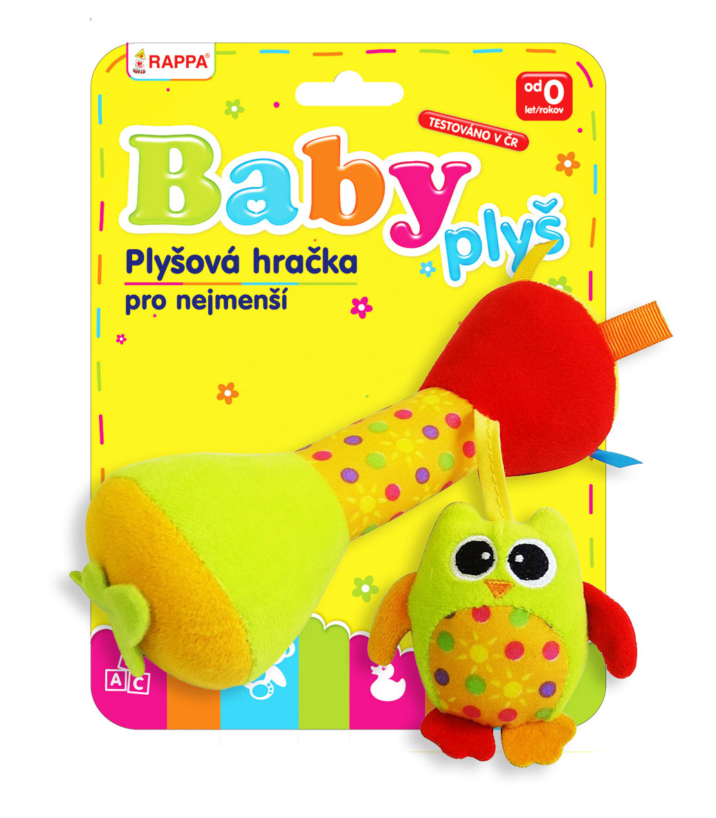 chrastítko plyšové baby sova se zvukem