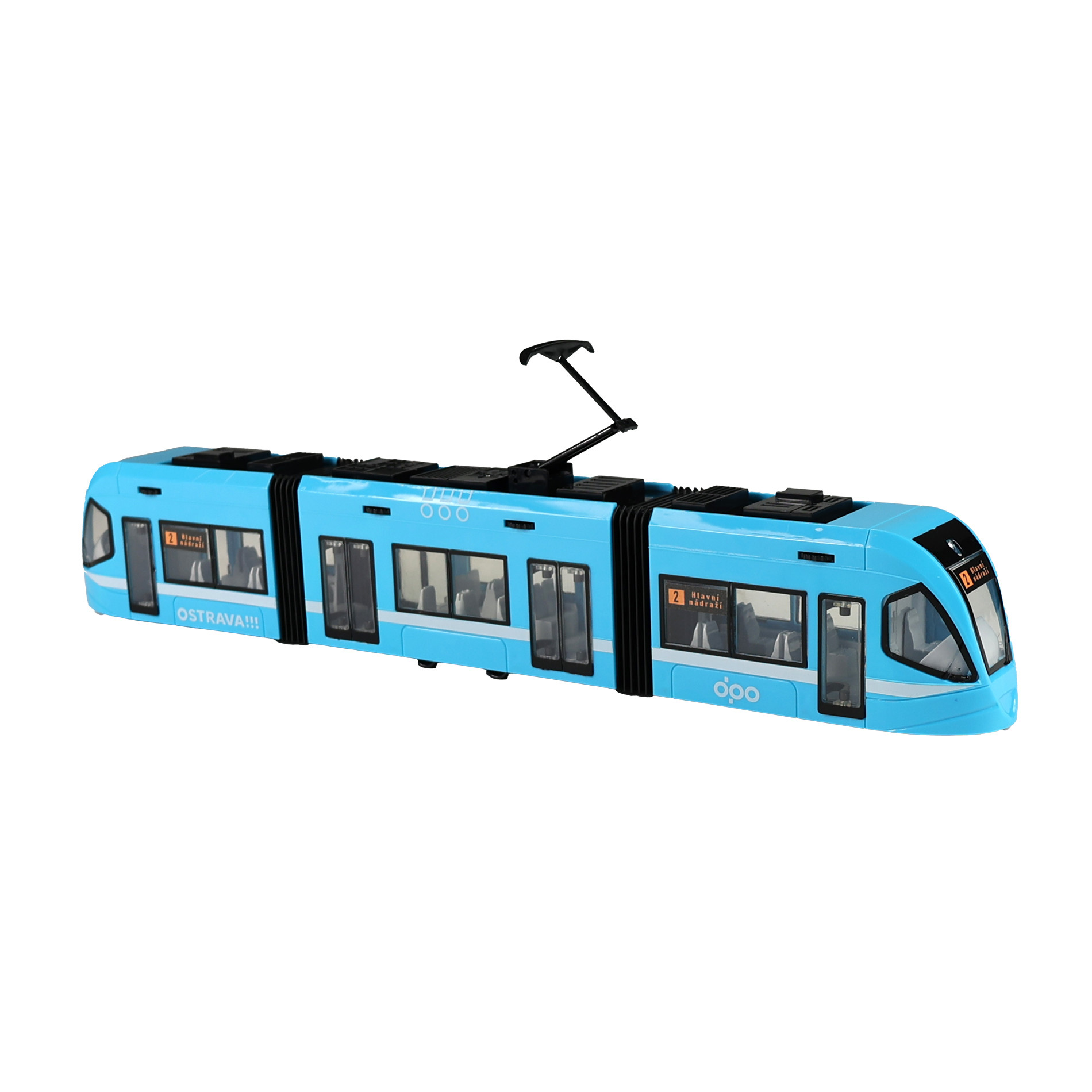 Moderní tramvaj DPO Ostrava modrá 47 cm