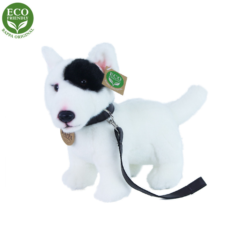 Plyšový pes anglický bulteriér s vodítkem stojící 23 cm ECO-FRIENDLY