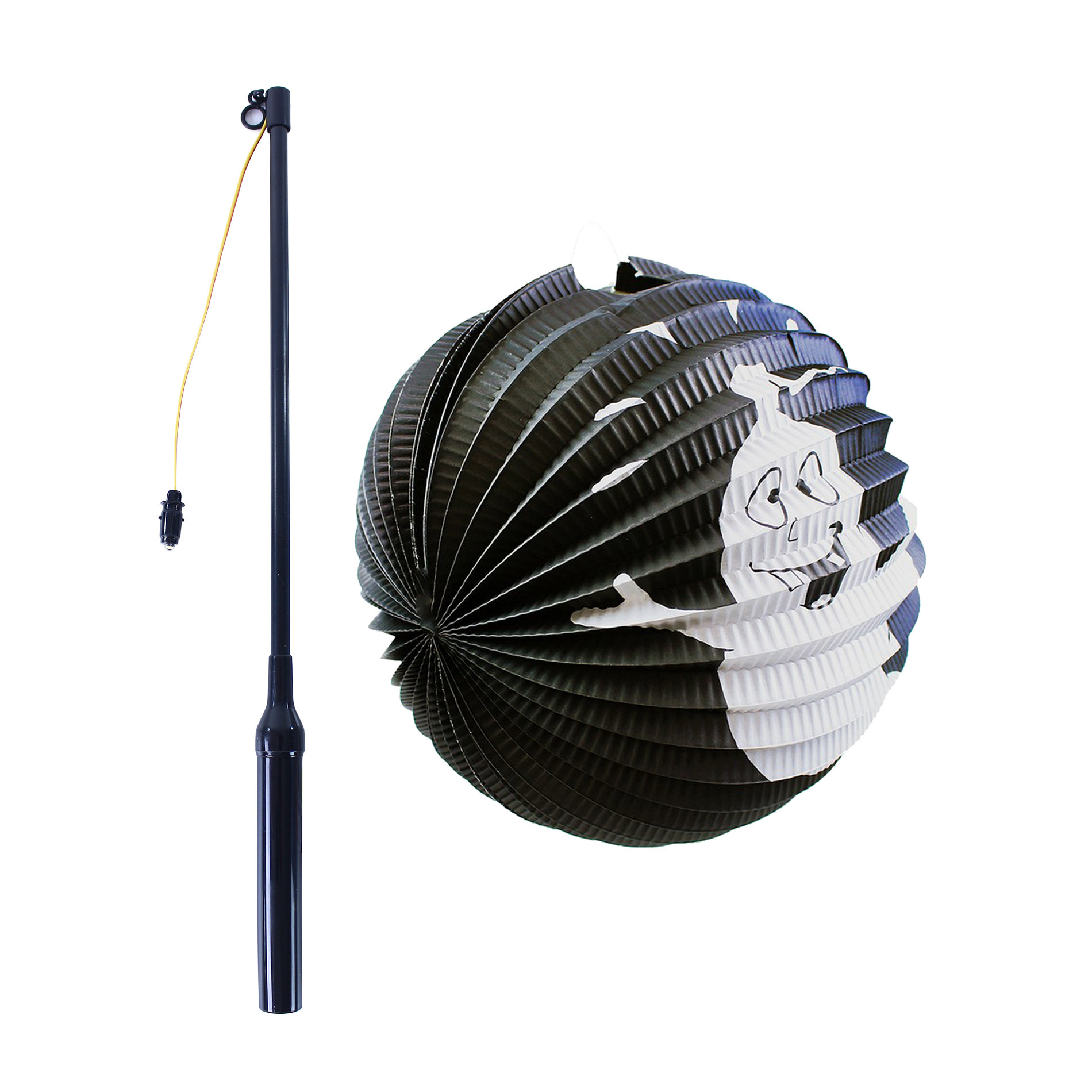 Lampion Halloween s duchem 25 cm se svítící hůlkou 50cm