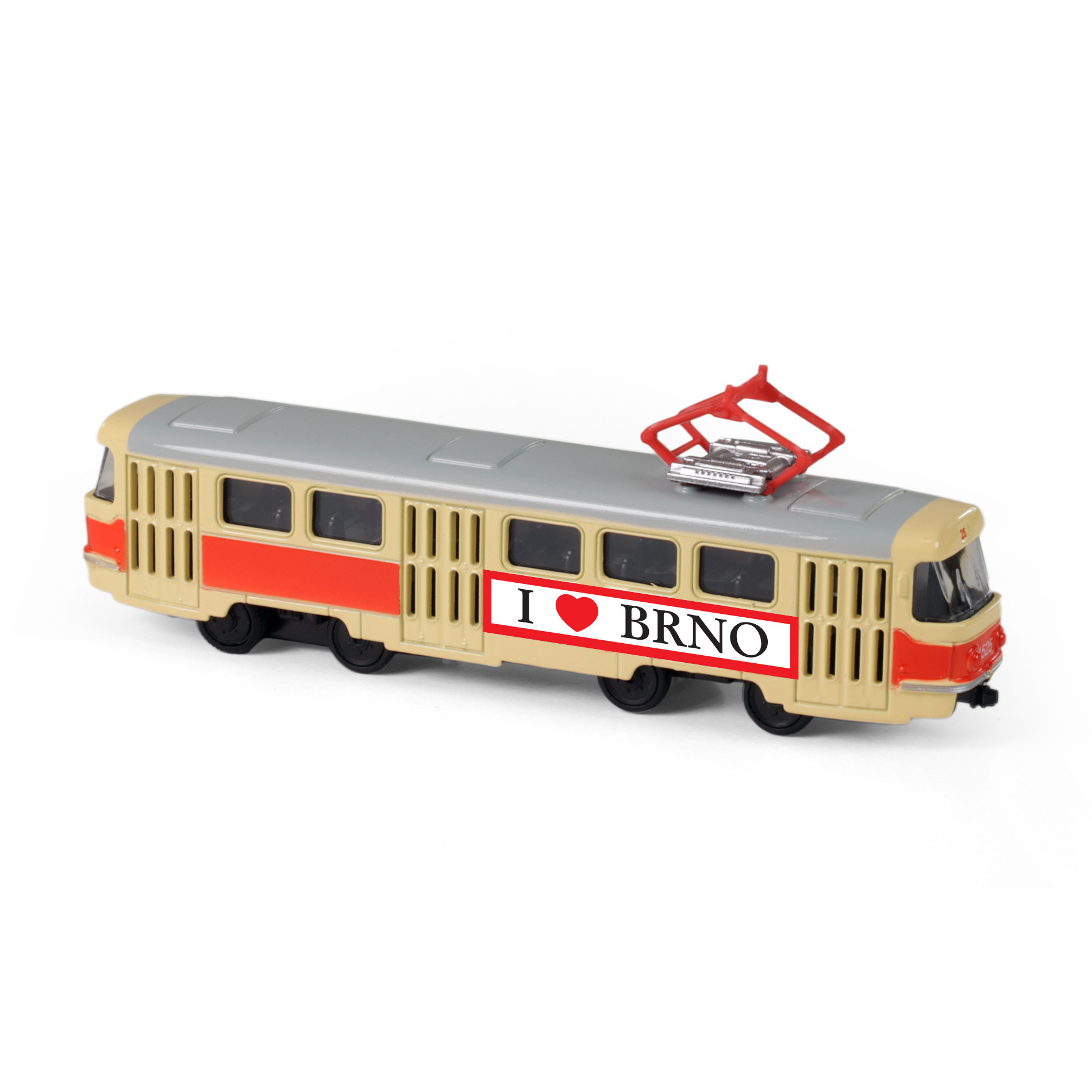 Kovová česká retro tramvaj 16 cm BRNO