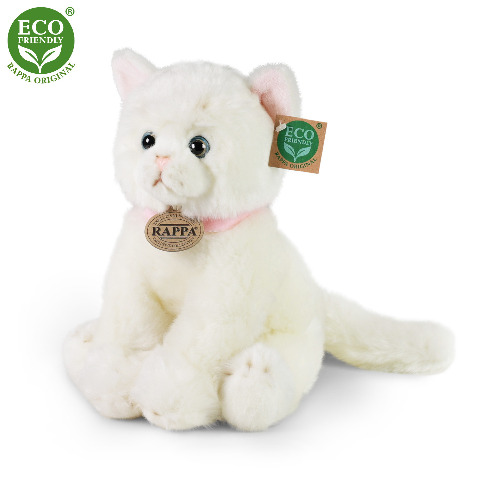 Plyšová kočka sedící bílá 25 cm ECO-FRIENDLY