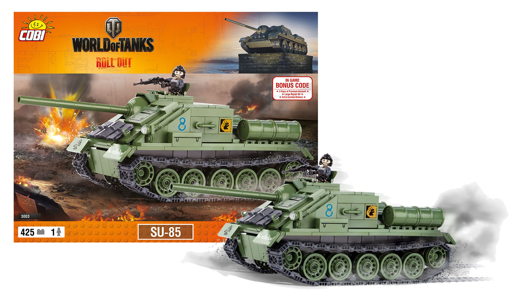 stavebnice World of Tanks tank SU 85, 425 k, 1 f