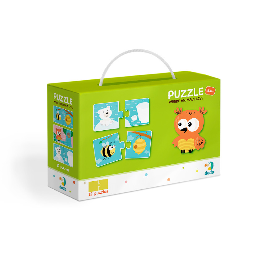 Puzzle Duo Kde bydlí zvířátka-12x2 dílků