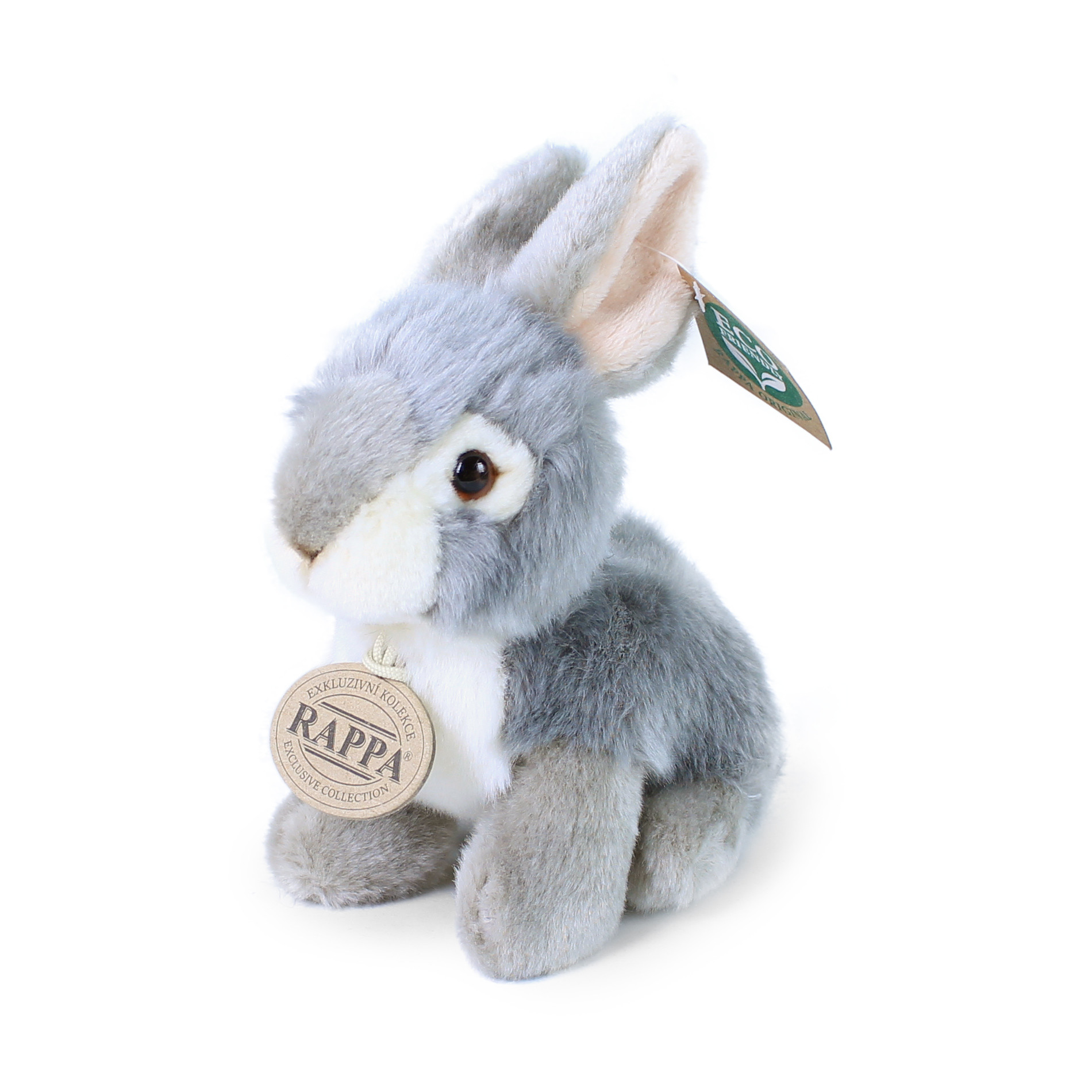 Plyšový králík šedý sedící16 cm ECO-FRIENDLY