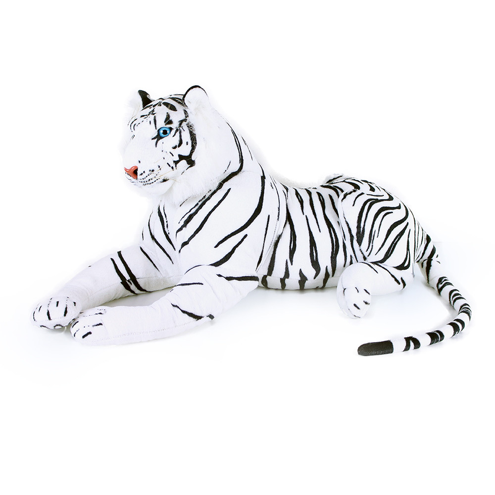 Velký plyšový tygr bílý ležící 90 cm