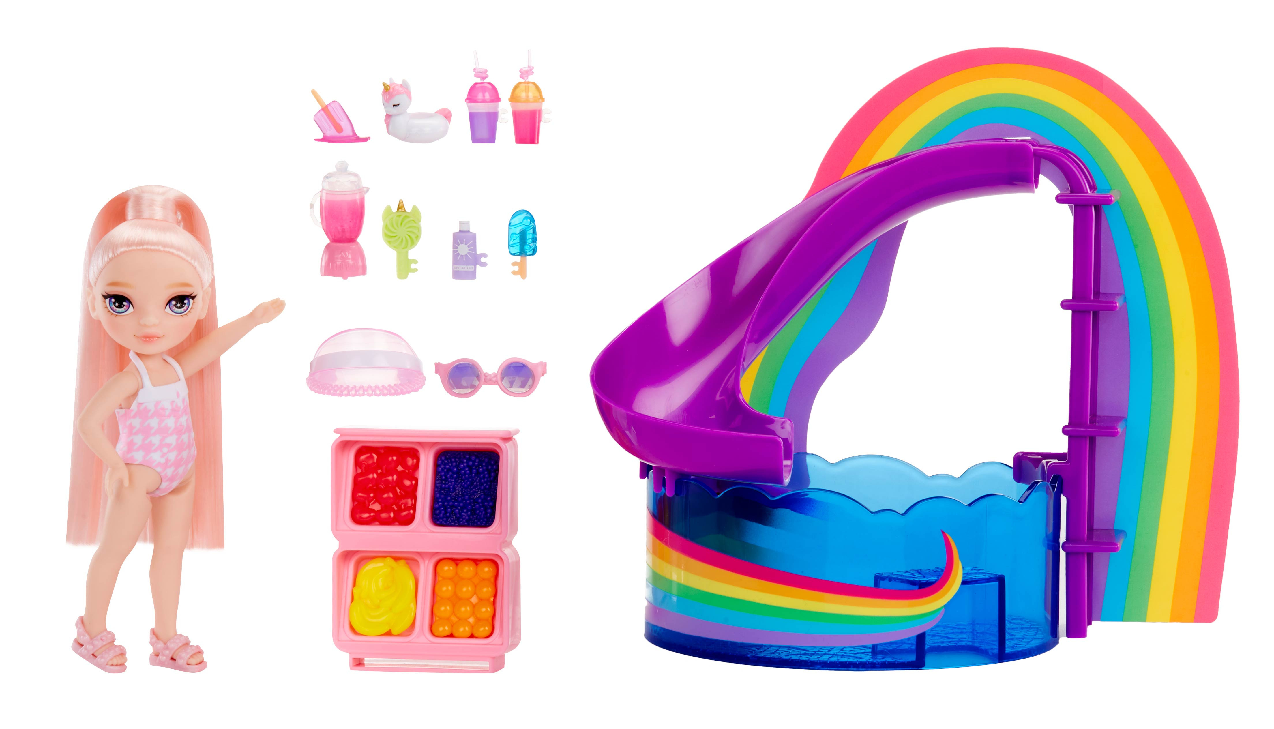 Rainbow High Sada s malou sestřičkou – bazén