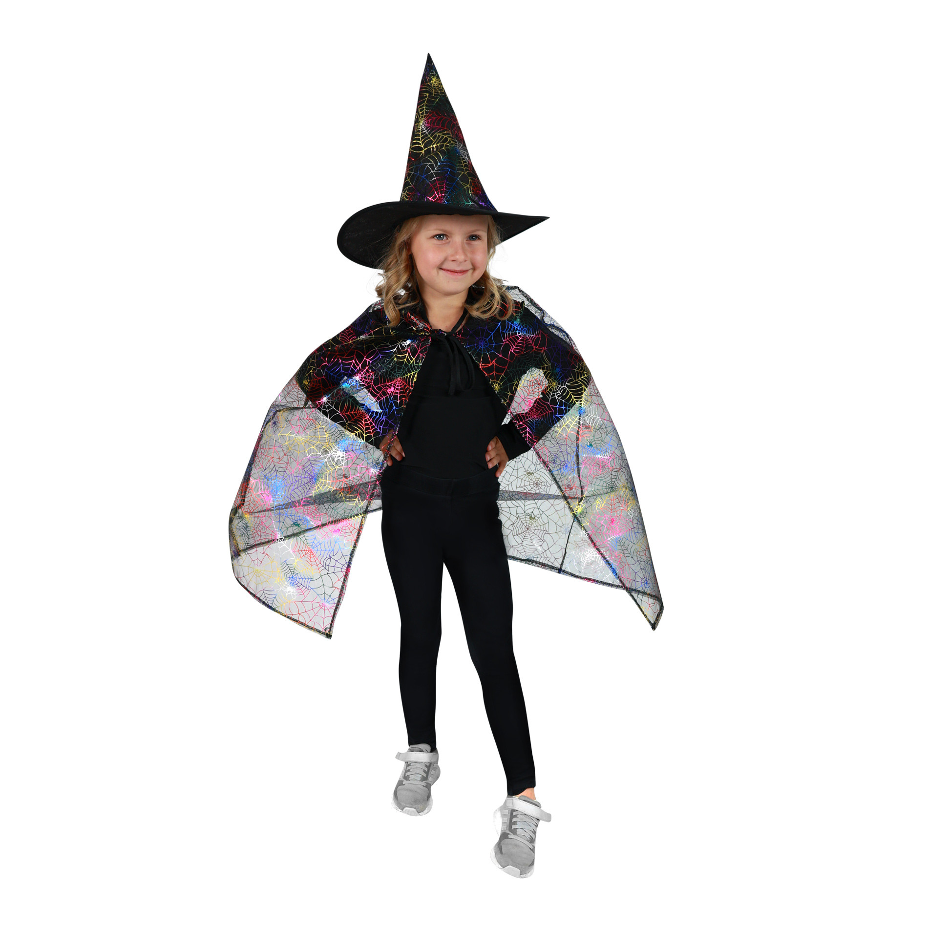 Dětský plášť s pavučinou čarodějnice s kloboukem