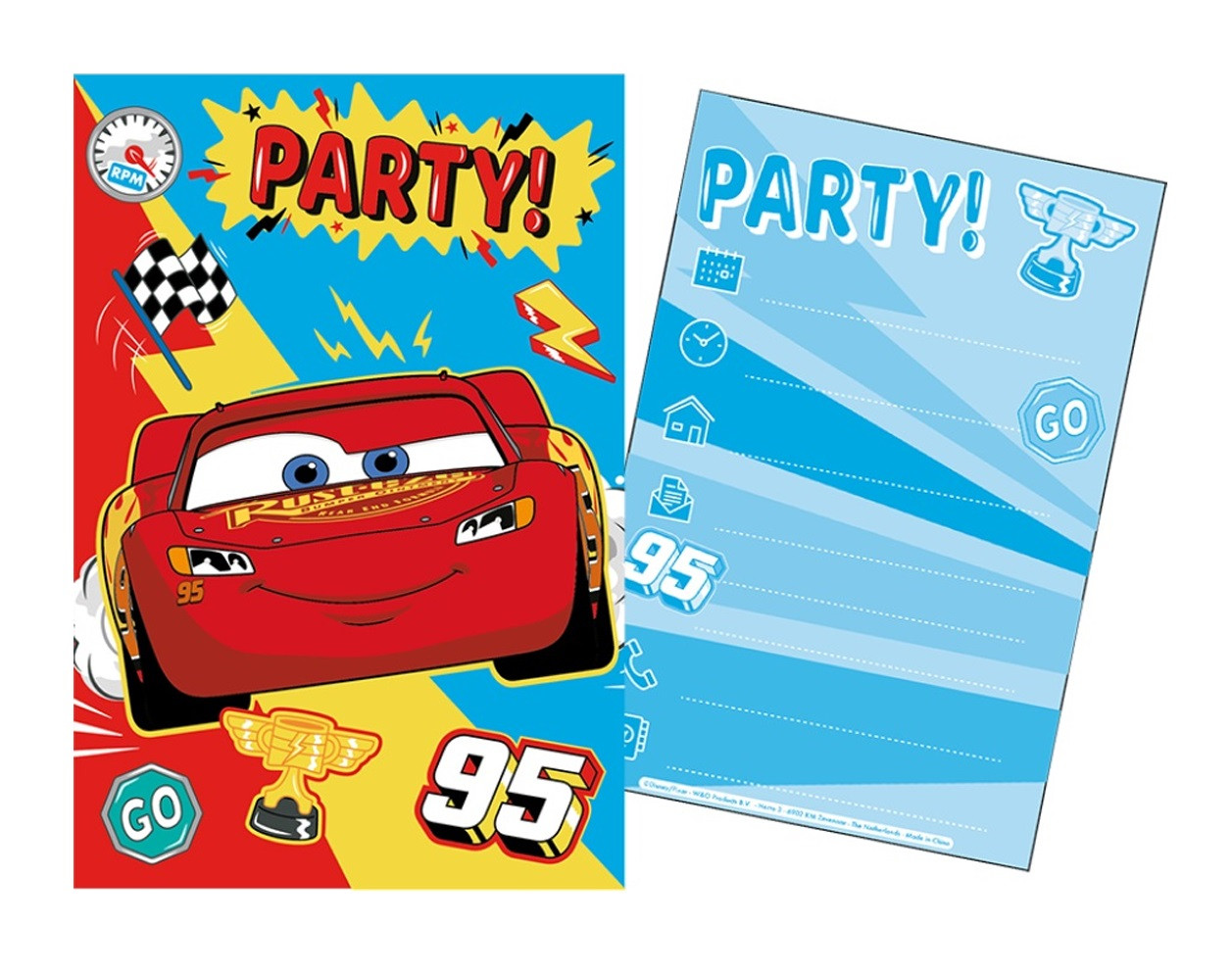 Sada párty 5 pozvánek + 5 obálek Cars