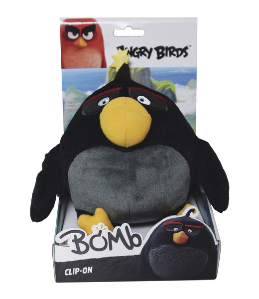Angry Birds plyšová hračka Bomb s přívěškem, 14 cm