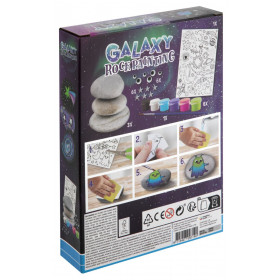 Kreativní set malování kamínků galaxy 3 kameny + 5 barev + nalepovací oči a hvězdičky