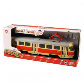 Tramvaj která hlásí zastávky česky 28 cm