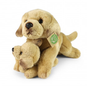 Plyšový pes labrador s mládětem ležící 25 cm ECO-FRIENDLY