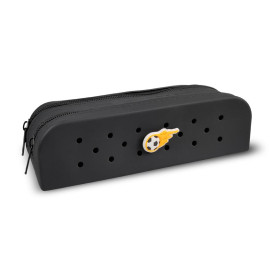 Gifty - Dvojitý silikonový penál černý a ozdobný pin