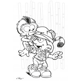 Omalovánka s barvami a štětcem Šmoulové 2