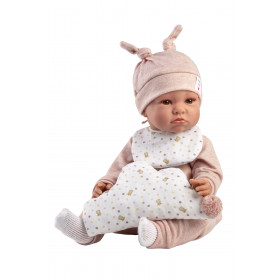 Llorens 74508 NEW BORN - realistická panenka miminko se zvuky a látkovým tělem - 45 cm