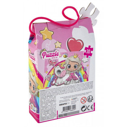 Puzzle 30 dílků 29x18 cm Princezna a jednorožec