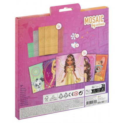 Kreativní set mozaika podle barev 5 listů předloh + 1400 samolepek 21x21 cm