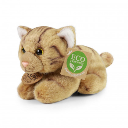 Plyšová kočka ležící 15 cm ECO-FRIENDLY - nefunkční zvuk