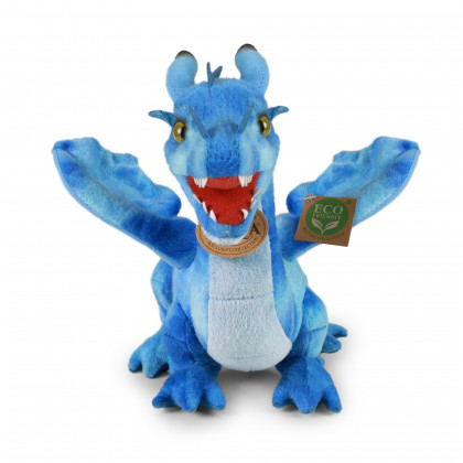 Plyšový drak 40 cm modrý ECO-FRIENDLY