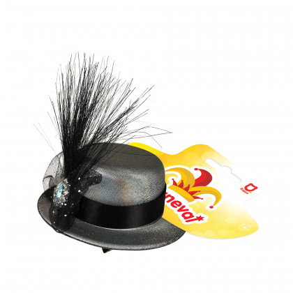 Mini klobouk stříbrný s ozdobou