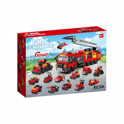 Stavebnice hasiči 12 autíček