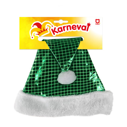 Vánoční čepice zelená 43 cm