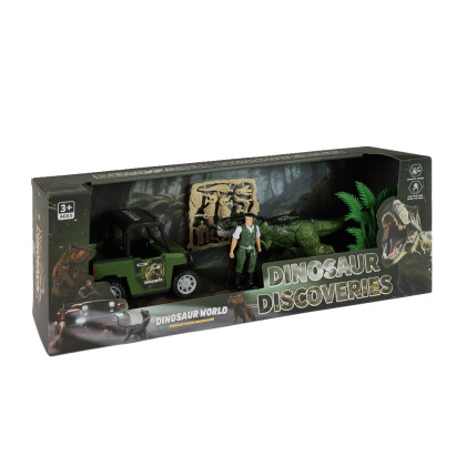 Sada dino park s autem a dinosaurem se zvukem