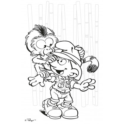 Omalovánka s barvami a štětcem Šmoulové 2