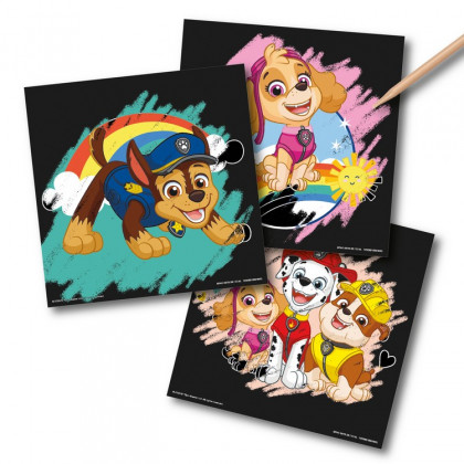 Kreativní set vyškrabávání obrázků Paw Patrol 6 kusů 19,5x19,5 cm + pero