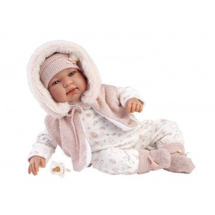Llorens 84486 NEW BORN - realistická panenka miminko se zvuky a látkovým tělem - 44 cm