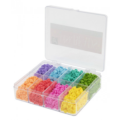 Sada barevných korálků disky 6 mm v pořadači 8 barev 128 gramů (8x16g)