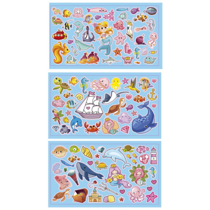Kreativní set okenní samolepky moře 100+ ks a 2 scenérie 29x21 cm