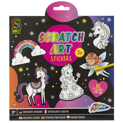 Kreatívny set vyškrabávacej samolepky 5 kusov + vyškrabávacie pero