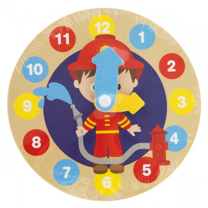 Moje prvé drevené hodiny s priemerom 14 cm Hasič